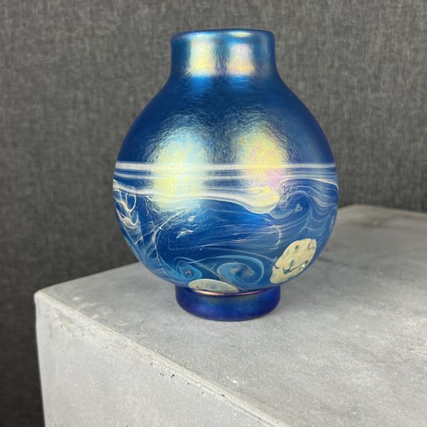  Abstract translucent blue glass vase